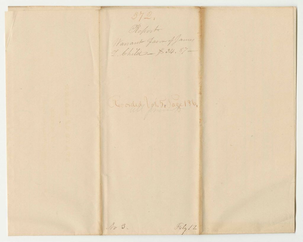 Miniature of Report 372: Warrant in Favor of James L. Child, Secretary of the Board of Internal Improvements