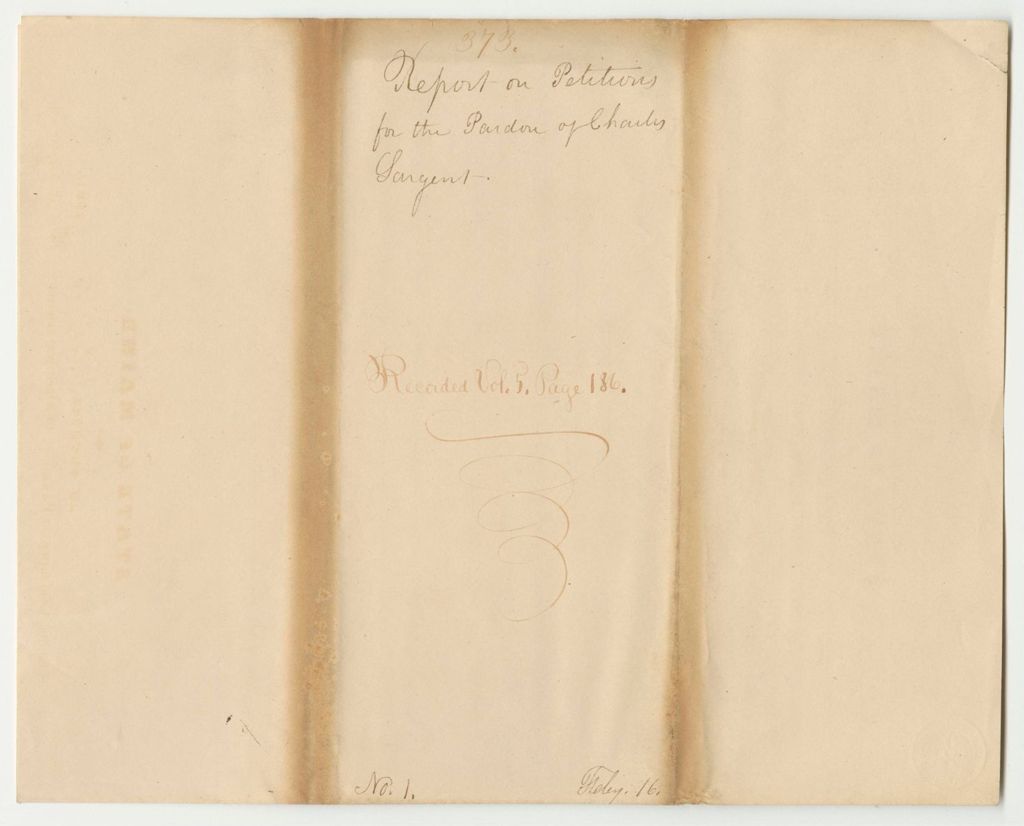 Miniature of Report 373: Report on the Petitions for the Pardon of Charles Sargent