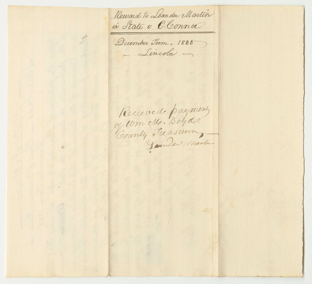 Miniature of Reward to Leander Martin for Compensation as Prosecutor in State v. O'Conner, at the Court of Common Pleas in Lincoln County, December Term 1835