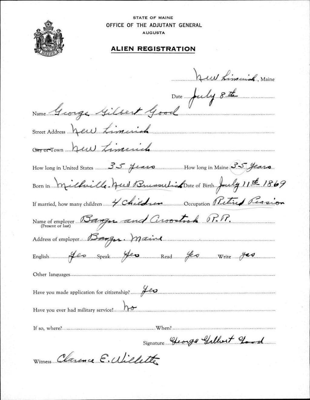 Miniature of Alien Registration- Good, George G. (New Limerick, Aroostook County)