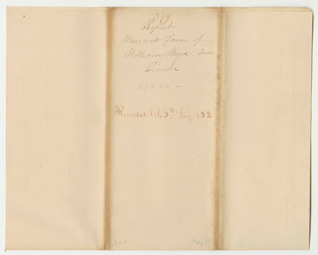 Miniature of Report 379: Warrant in Favor of William M. Boyd, Treasurer of Lincoln County