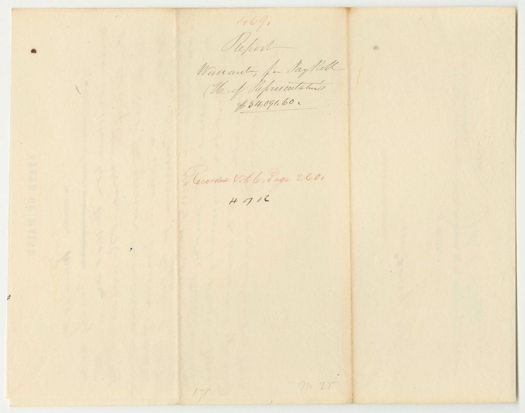 Miniature of Report 469: Warrant for the Payroll of the House of Representatives