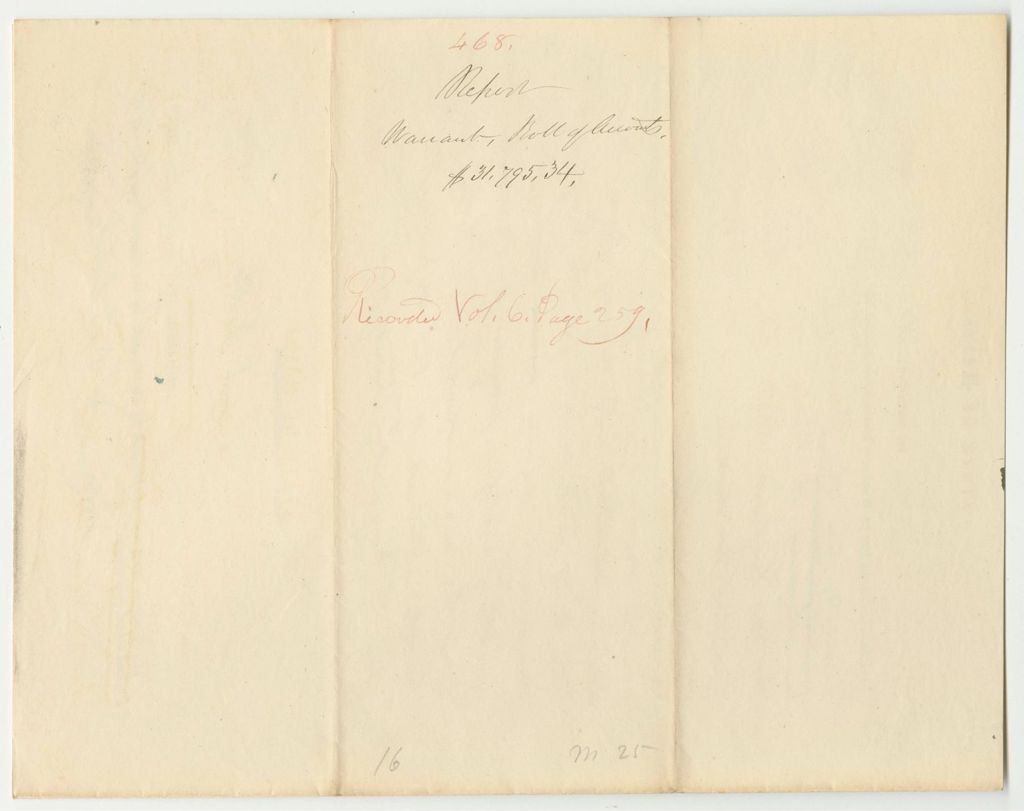 Miniature of Report 468: Warrant on the Roll of Accounts