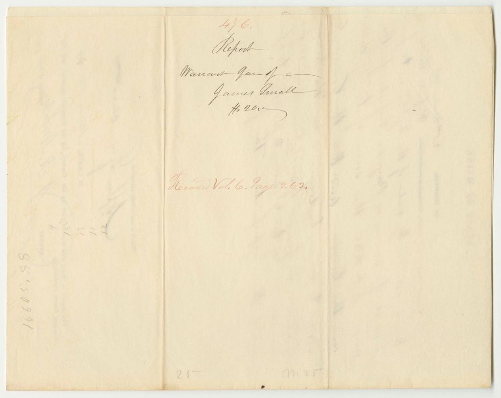 Miniature of Report 476: Warrant in Favor of James Small, Brigade Inspector