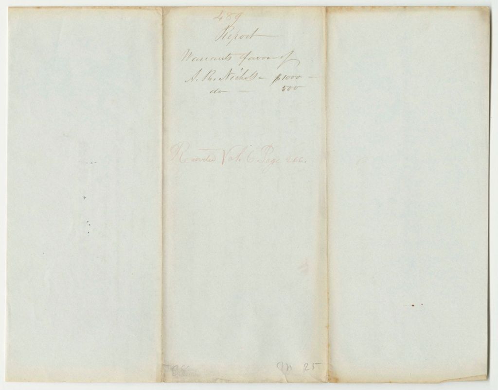 Miniature of Report 489: Warrants in Favor of Asaph R. Nichols for the Purchase of Stationery, Books, Maps, etc.