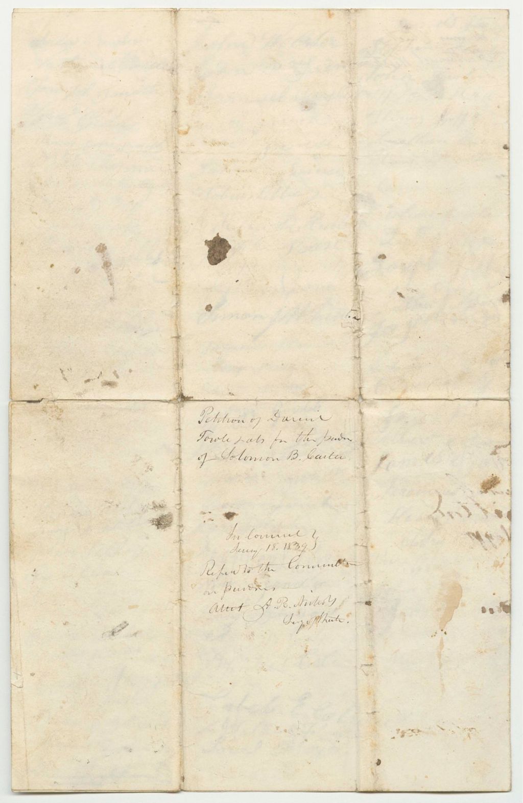 Miniature of Petition of Daniel Fowler and Others for the Pardon of Solomon Carter