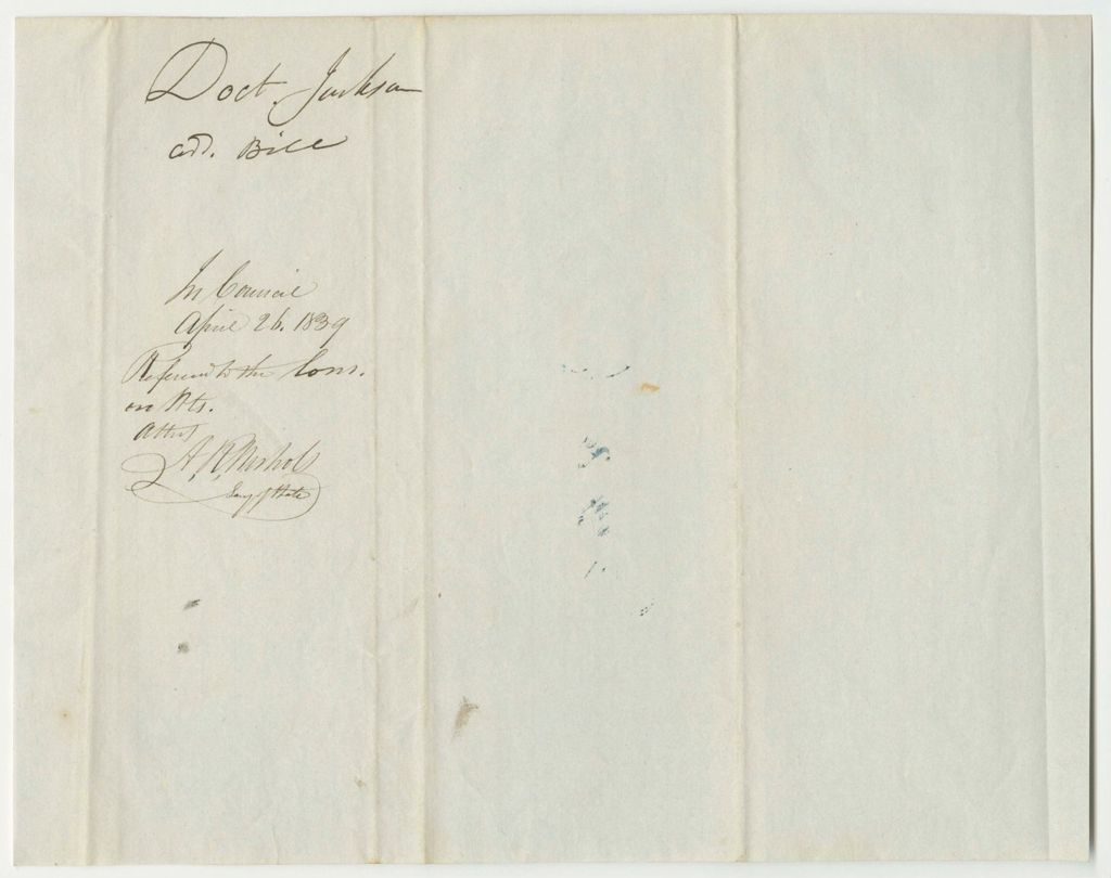 Miniature of Account of Nathaniel Hutchins, for the Board of C.T. Jackson