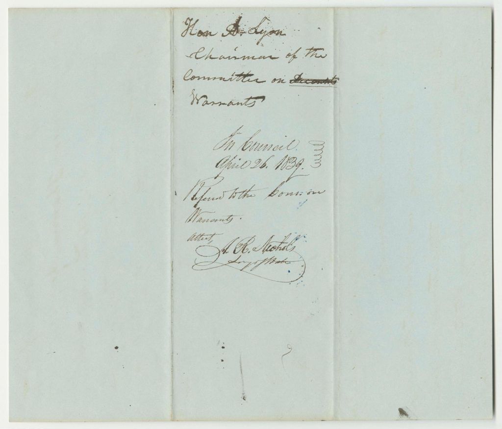 Miniature of Thomas Sawyer Jr.'s Request for a Warrant for Surveying State Lands