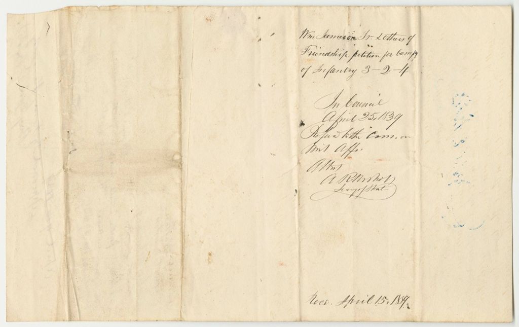 Miniature of Petition of William Jameson and Others to Organize an Infantry Company in Friendship