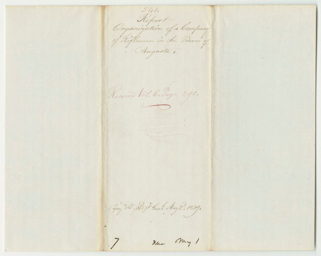 Miniature of Report 541: Report on the Organization of a Company of Riflemen in Augusta