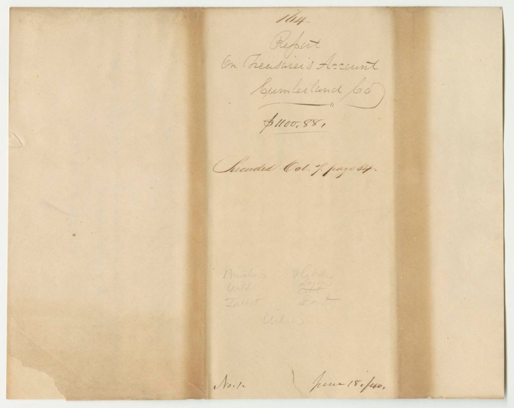 Miniature of Report 164: Report on the Account of Mark Harris, Cumberland County Treasurer