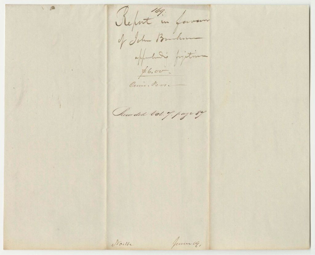 Miniature of Report 169: Report in Favor of John Burnham for Apprehending Richard Batchelder, a Fugitive from Justice