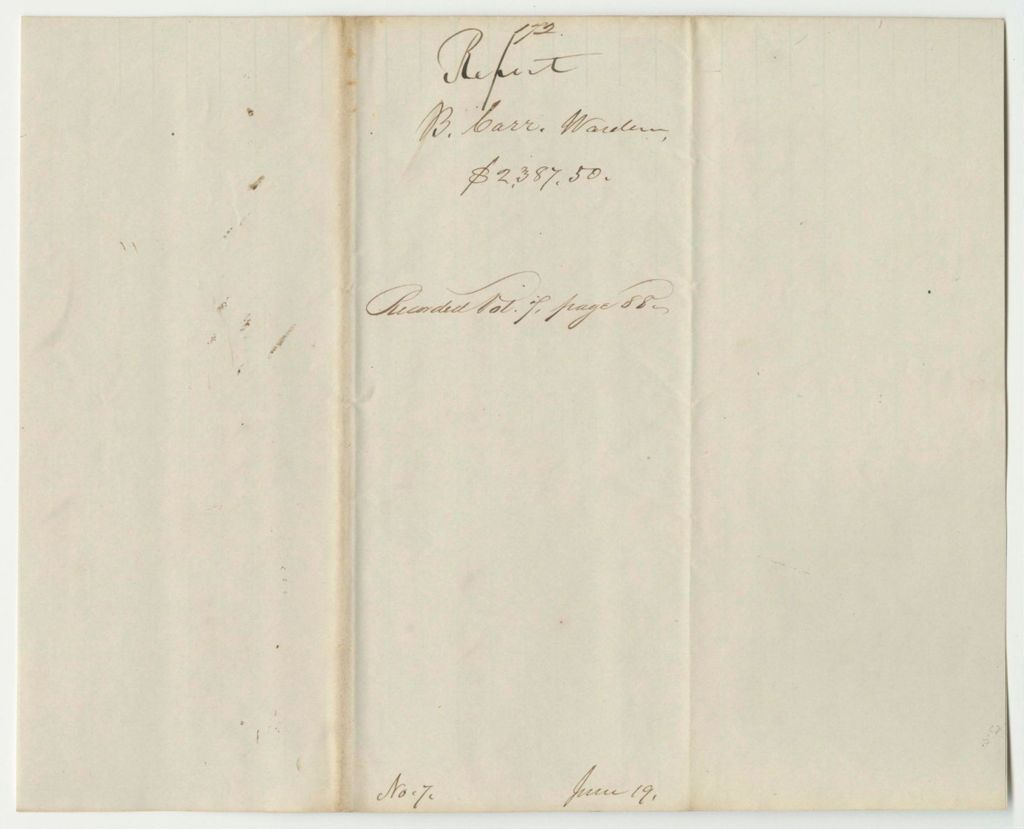 Miniature of Report 172: Report on the Account of Benjamin Carr, Warden of the State Prison, for Salaries of Subordinate Officers