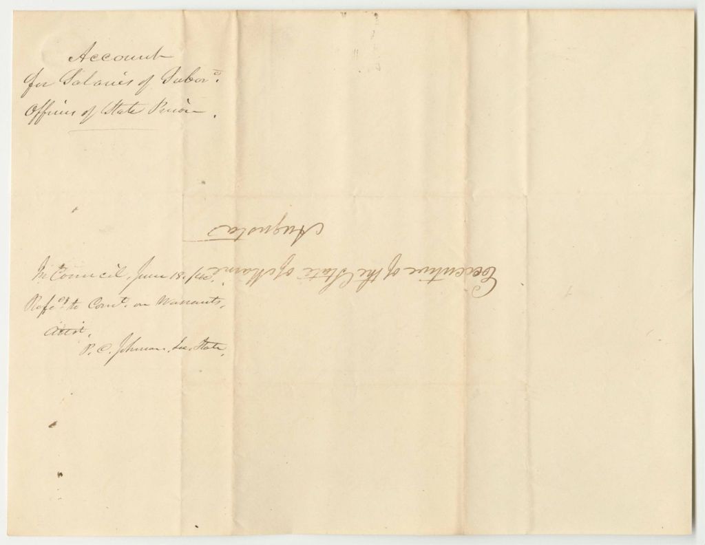 Miniature of Account of Benjamin Carr, Warden of the State Prison, for Salaries of Subordinate Officers