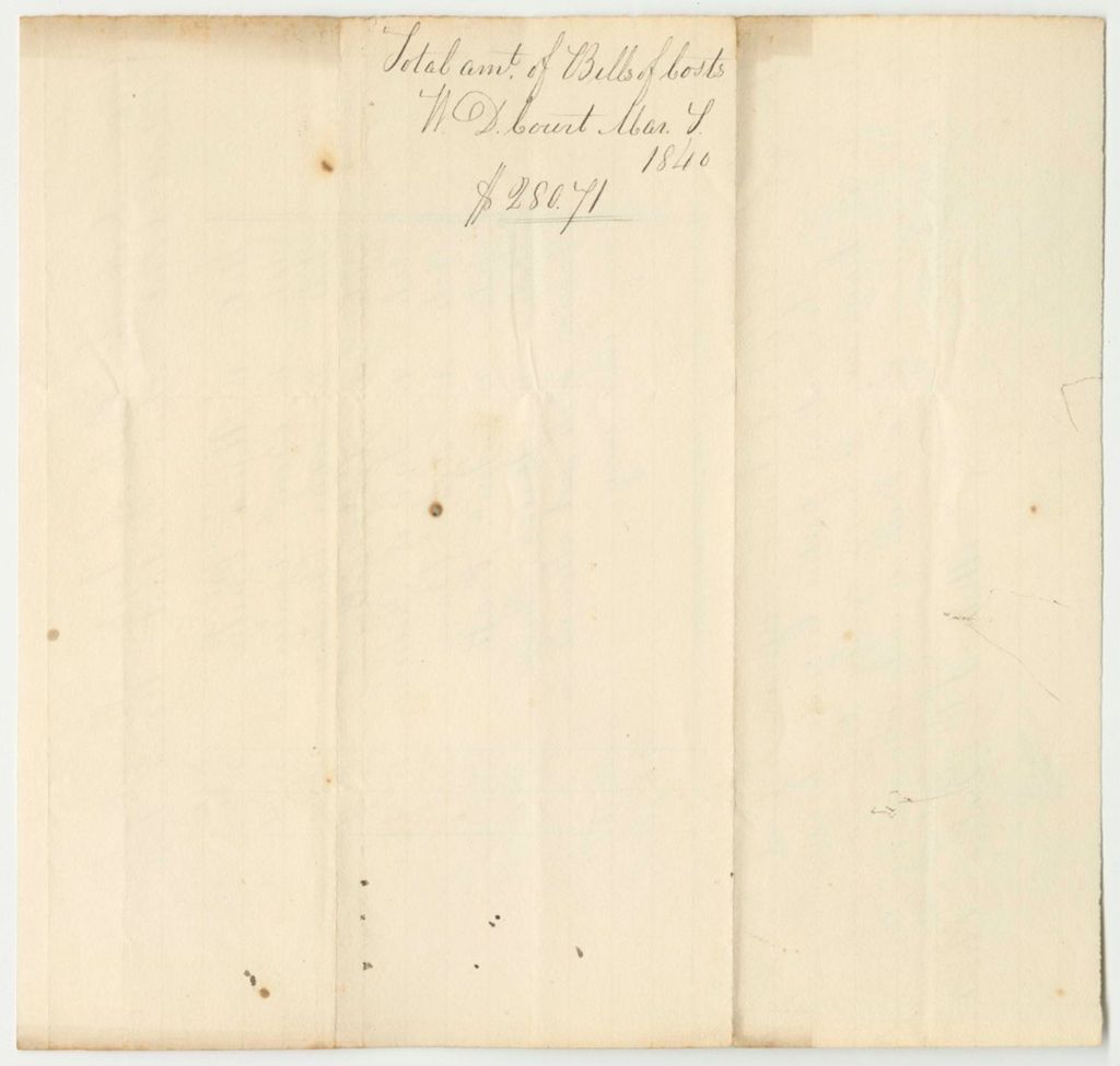 Miniature of Total Amount of the Bills of Costs Allowed by the District Court Western District, March Term 1840