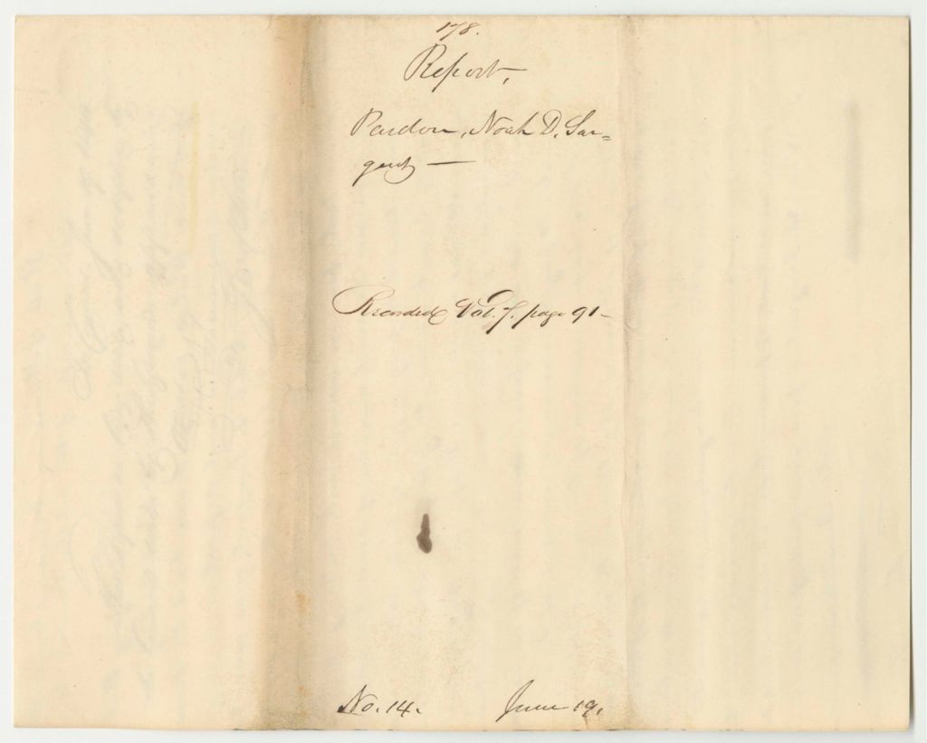 Miniature of Report 178: Report on the Pardon of Noah D. Sargent of Monroe