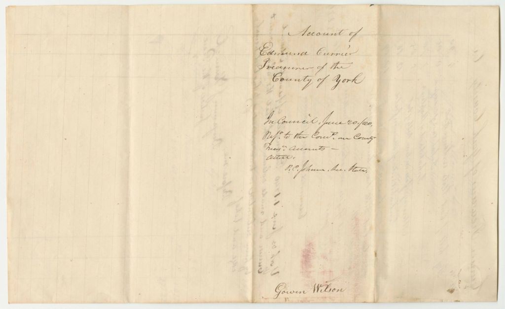 Miniature of Account of Edmund Currier, York County Treasurer
