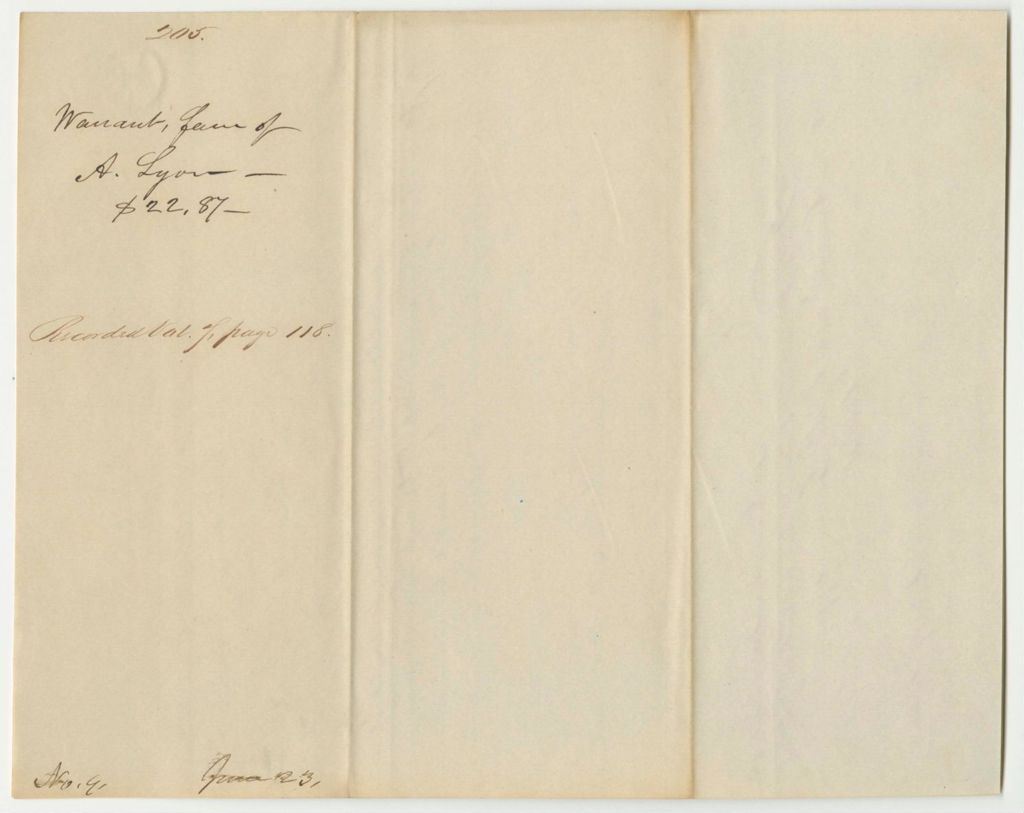 Miniature of Report 205: Report on the Warrent in Favor of Alpheus Lyon for Services as Committee On the Insane Hospital