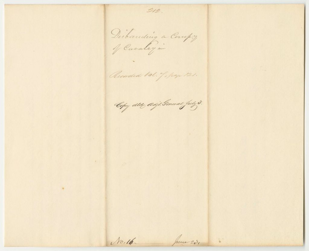 Miniature of Report 212: Report Disbanding a Company of Cavalry