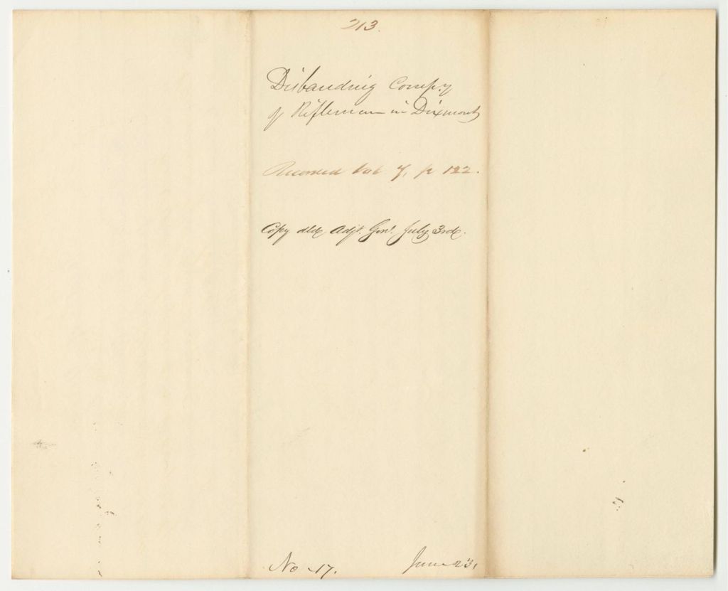 Miniature of Report 213: Report Disbanding a Company of Riflemen in Dixmont