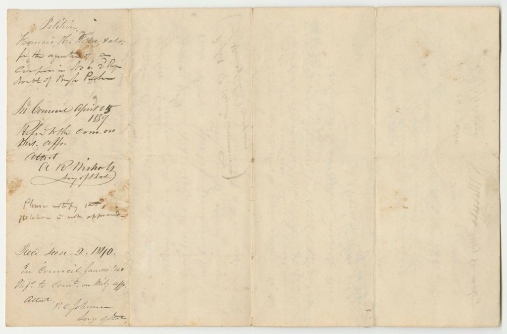 Miniature of Petition of Francis H. Read and Others for the Organization of a Company in Township No. 6