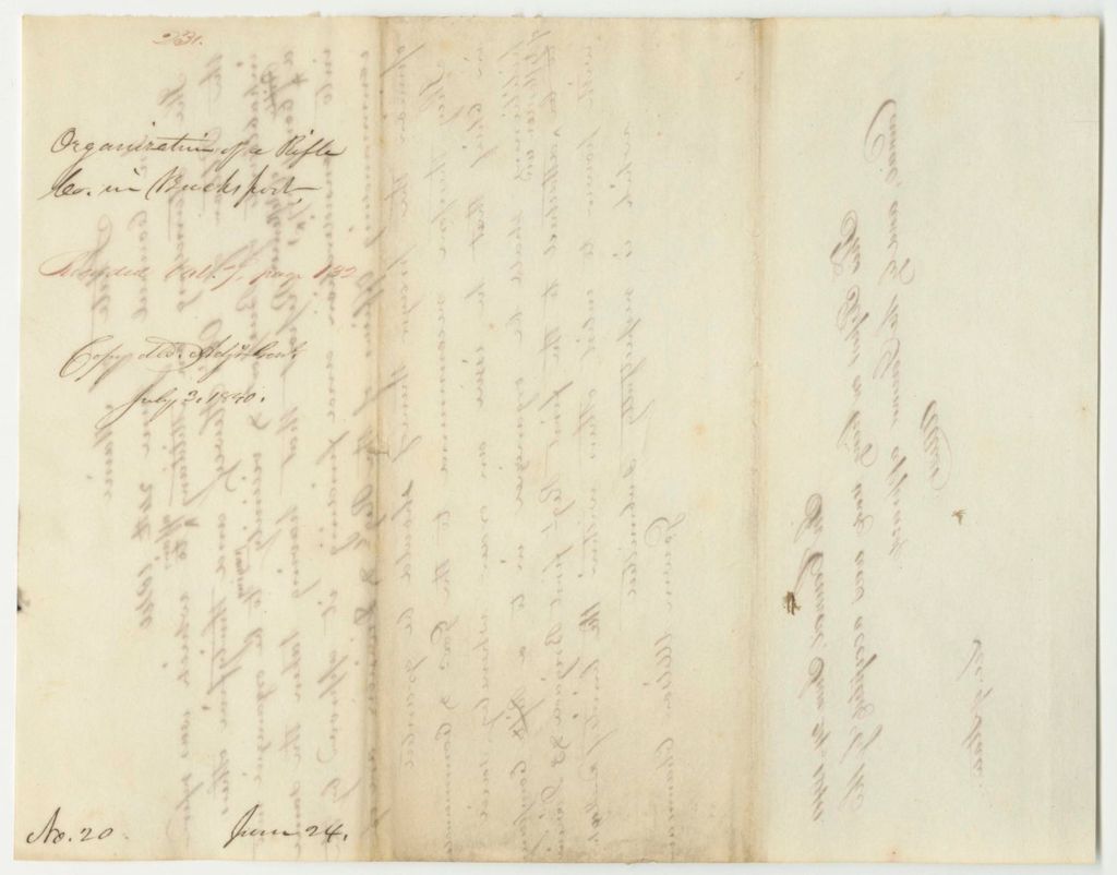 Miniature of Report 231: Report on the Organization of a RIfle Company in Bucksport