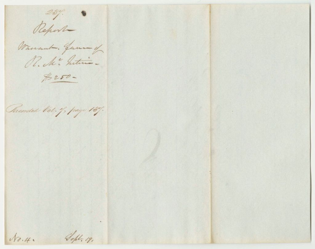 Miniature of Report 237: Report on the Warrant in Favor of Rufus McIntire, Land Agent, for His Salary