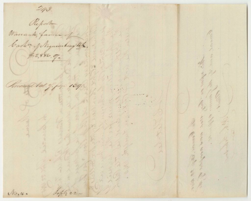 Miniature of Report 243: Report on the Warrant in Favor of The Nequemkeag Bank