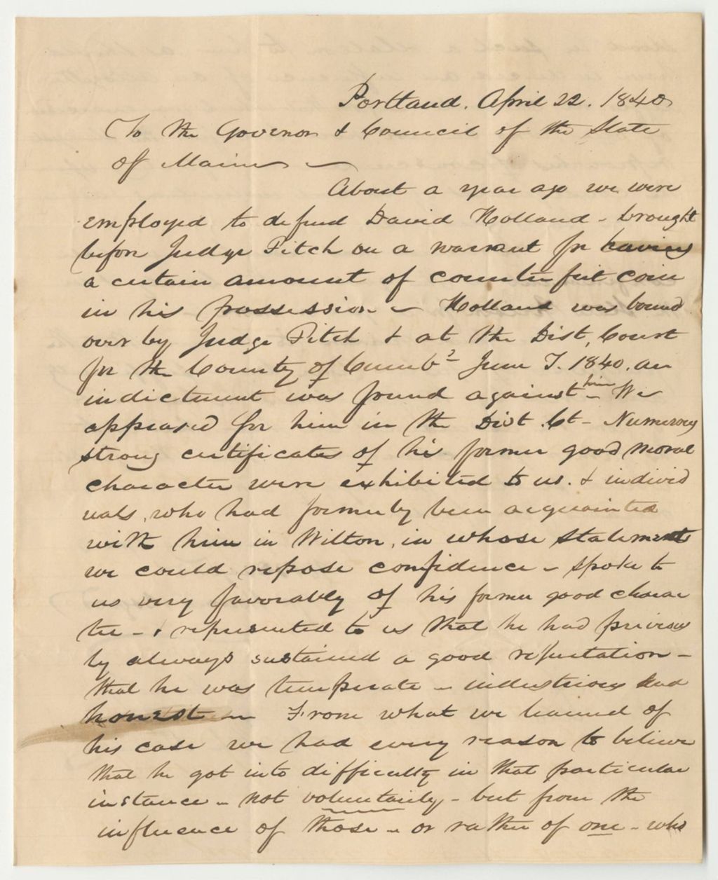 Miniature of Letter from W. Osgood and John Howard, Charles Morse's Lawyers, Recommending Morse's Pardon