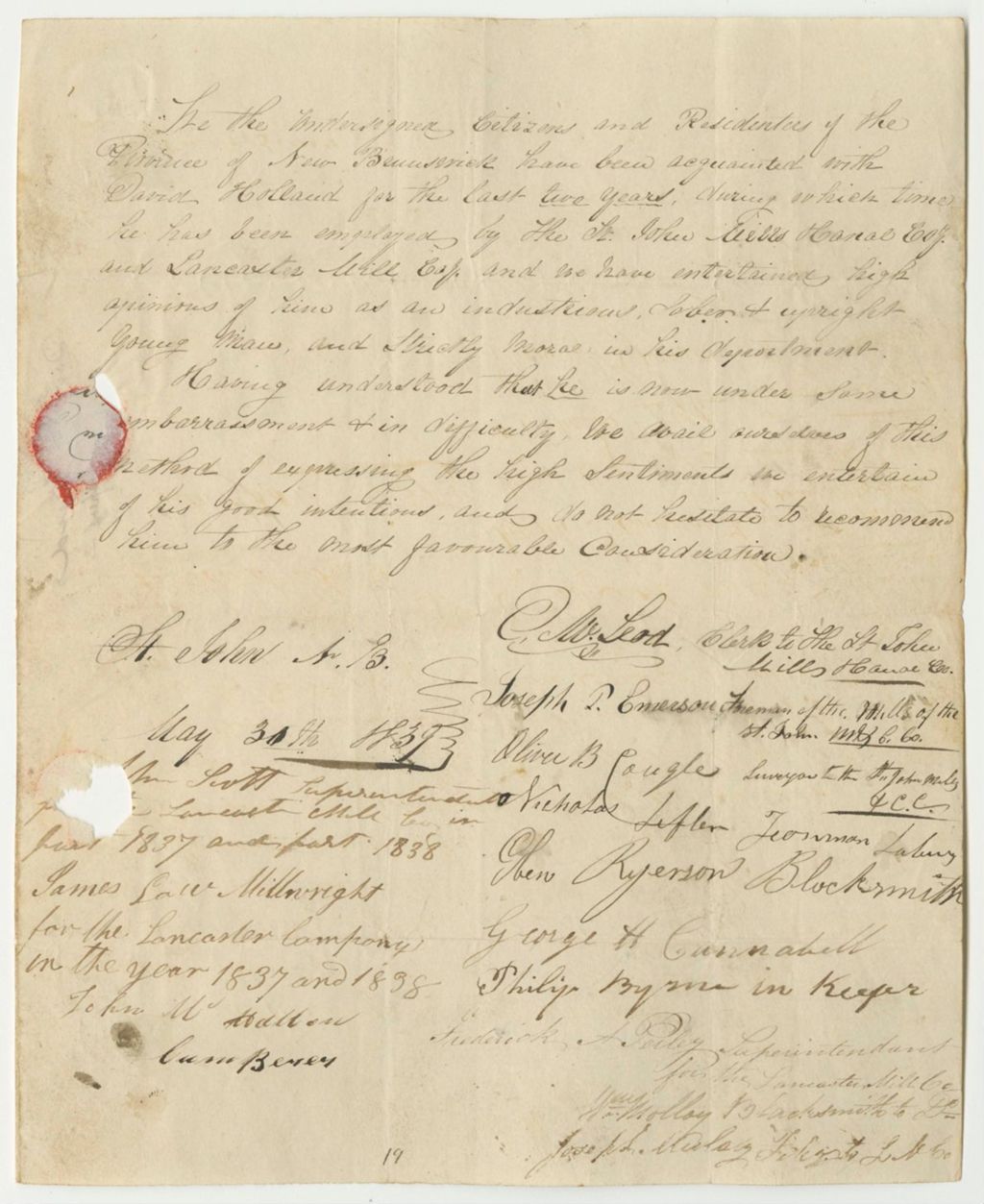 Miniature of Petition of the Residents of New Brunswick for the Pardon of David Holland