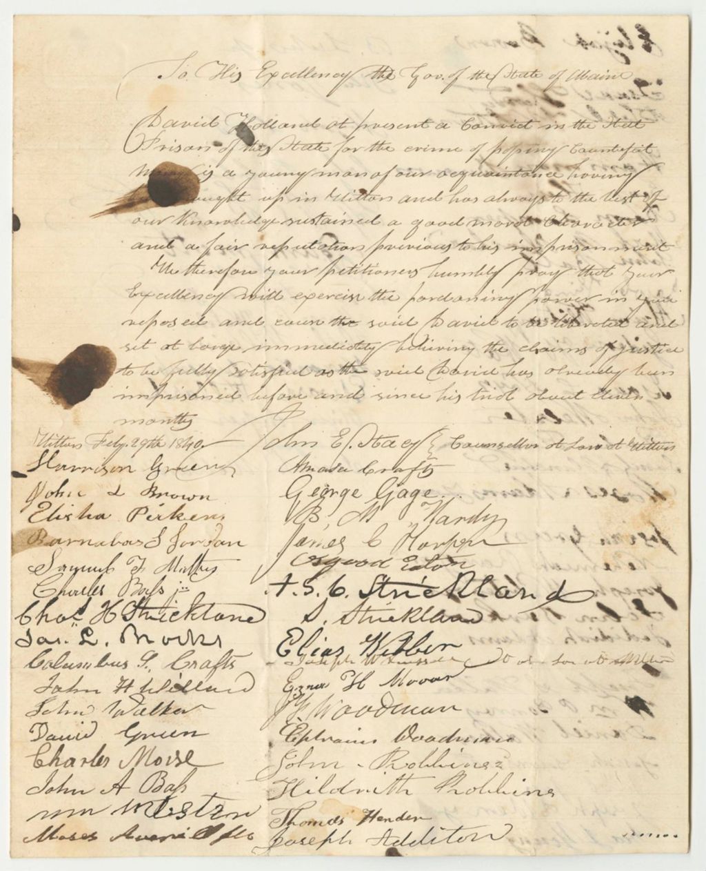 Miniature of Petition for the Pardon of David Hollard