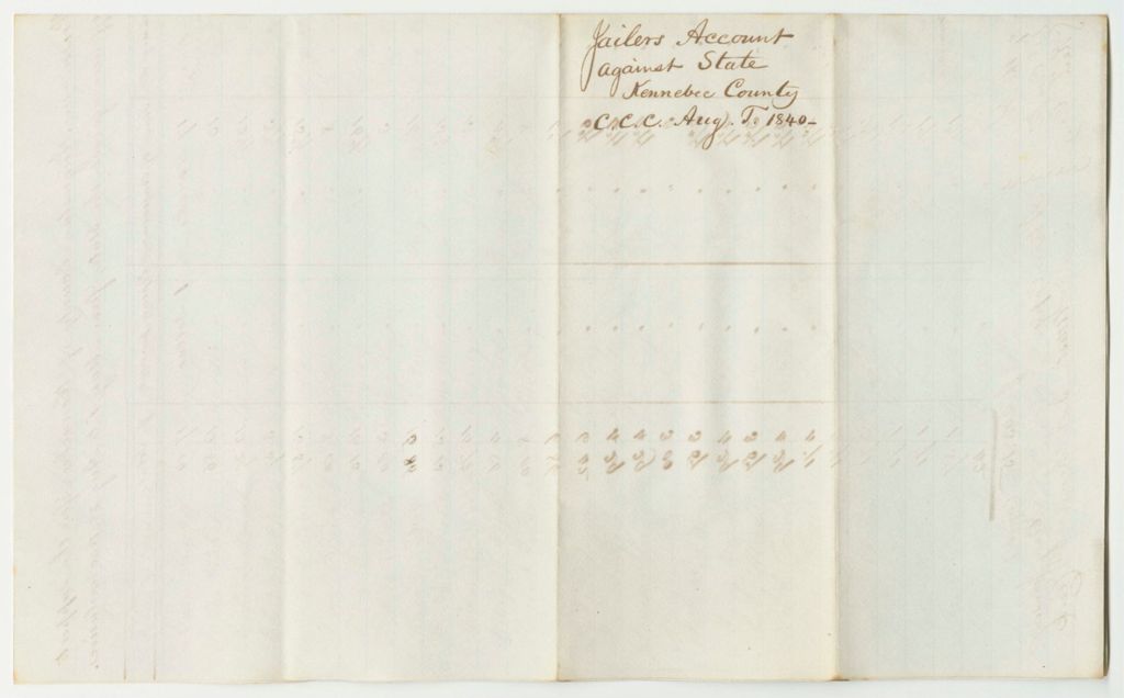 Miniature of Account of Henry Johnson, Keeper of the Prison in Augusta for the County of Kennebec, for the Support of Prisoners Therein Confined on Charges of Crimes or Offences Against the State from May 1st to August 28th 1840