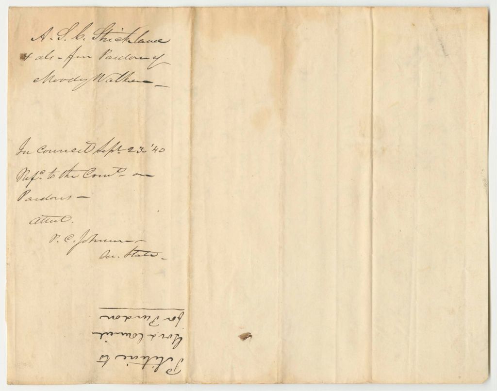 Miniature of Petition of A.S.C. Strickland and Others for the Pardon of Moody Walker