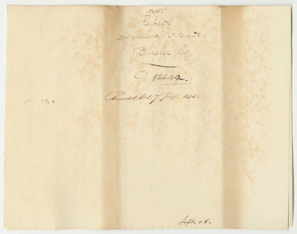 Miniature of Report 255: Report on the Account of Daniel Pike, Kennebec County Treasurer