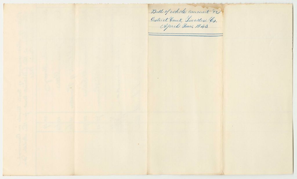 Miniature of Bill of Whole Amount of Costs at the District Court in Lincoln County, April Term 1840