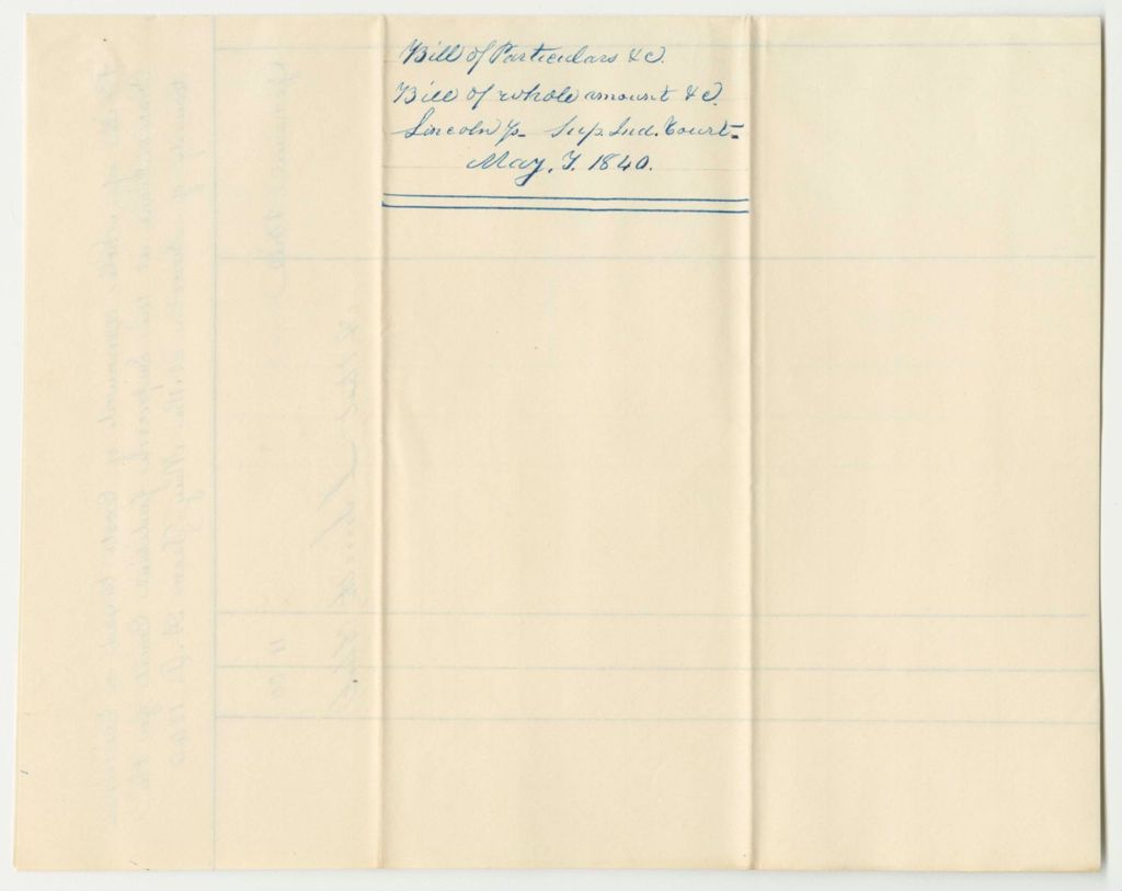 Miniature of Bill of Particulars and Bill of Whole Amount of Costs at the Supreme Judicial Court in Lincoln County, May Term 1840