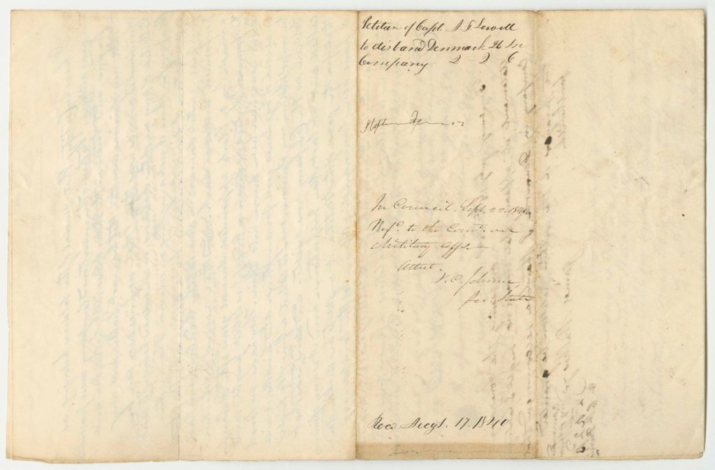 Miniature of Petition of Capt. A. Sewall to Disband the Light Infantry Company in the Town of Denmark
