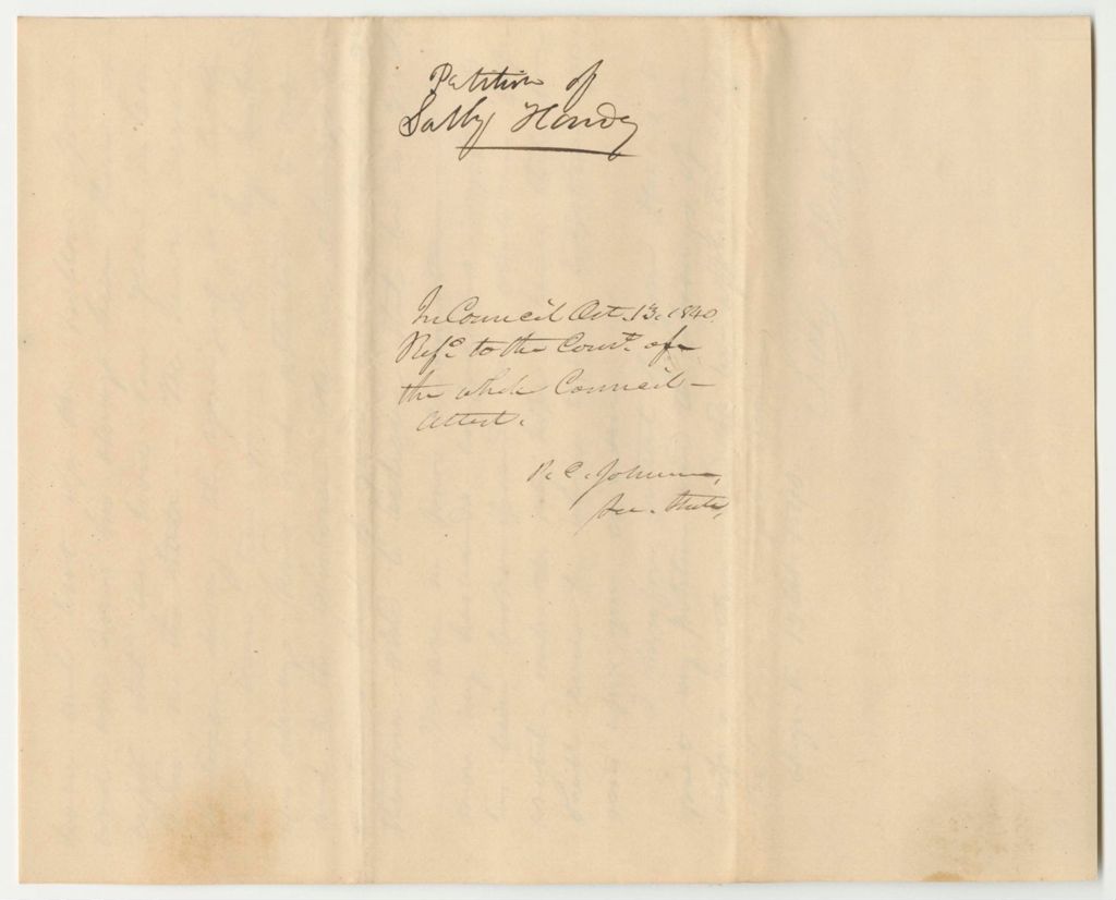 Miniature of Petition of Sally Hardy for the Pardon of Her Husband, Hosea Hardy