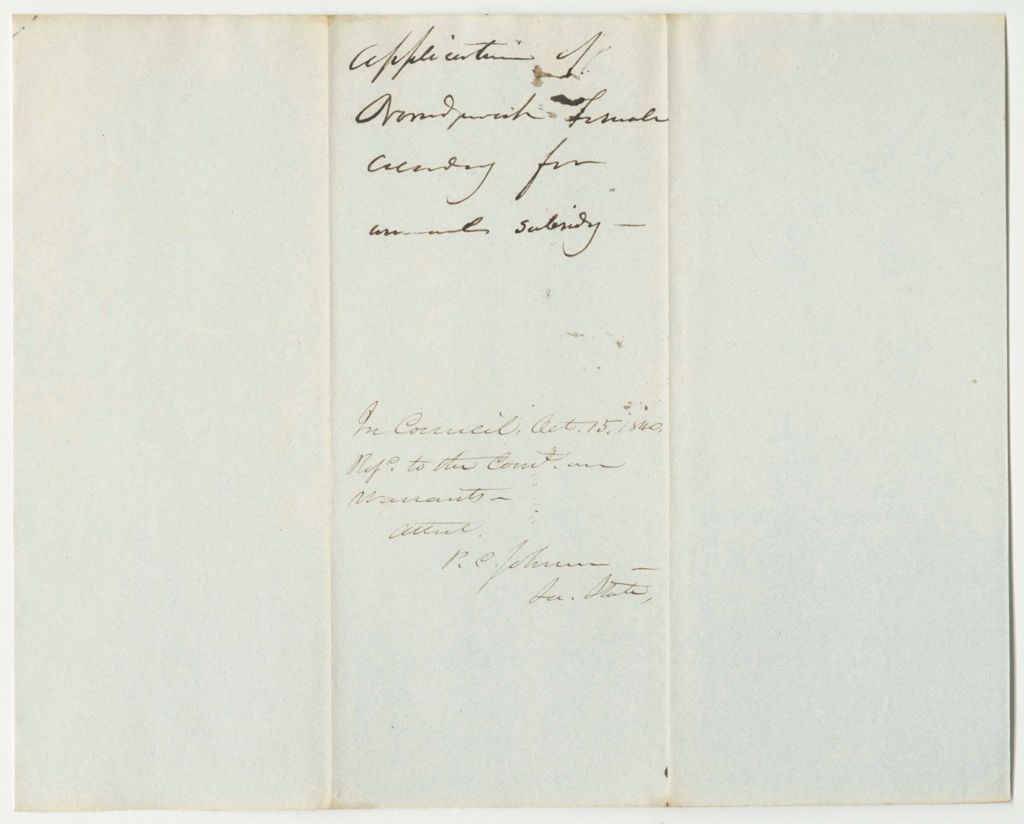 Miniature of Application of Amos Townsend for a Warrant for the Treasurer of Norridgewock Female Academy