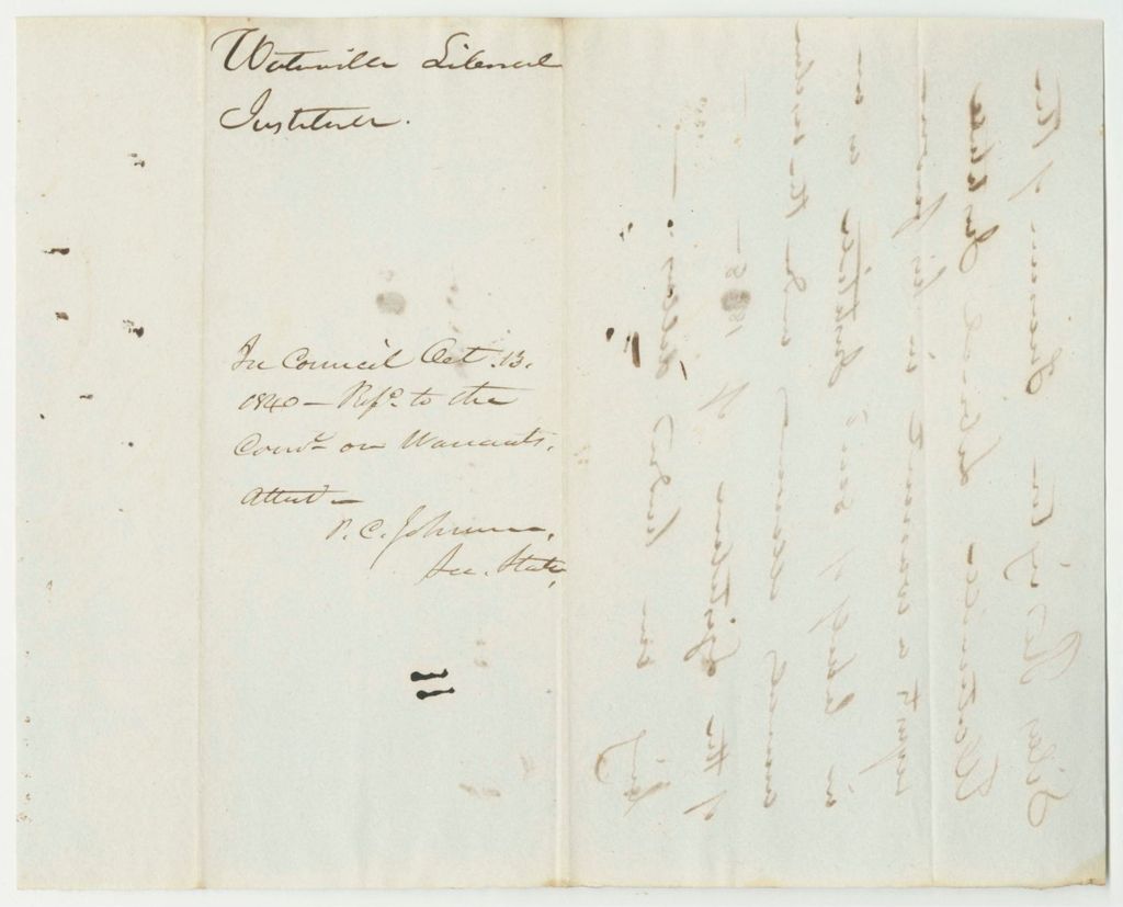 Miniature of Silas Redington's Request for a Warrant for the Waterville Liberal Institute
