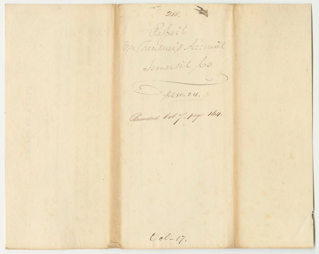 Miniature of Report 288: Report on the Account of Mark Blunt, Somerset County Treasurer