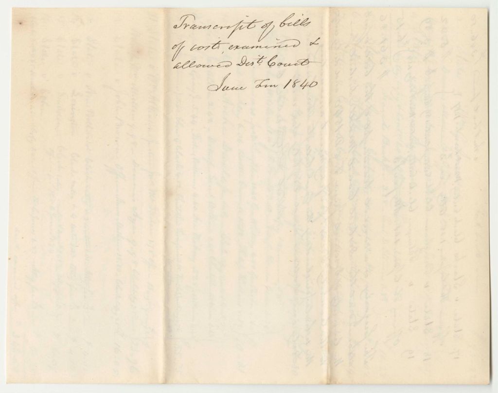 Miniature of Bills of Cost at the District Court for the Middle District in Somerset County, June Term 1840