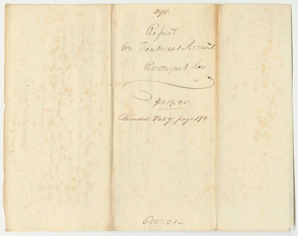 Miniature of Report 298: Report on the Account of Robert Low, Piscataquis County Treasurer