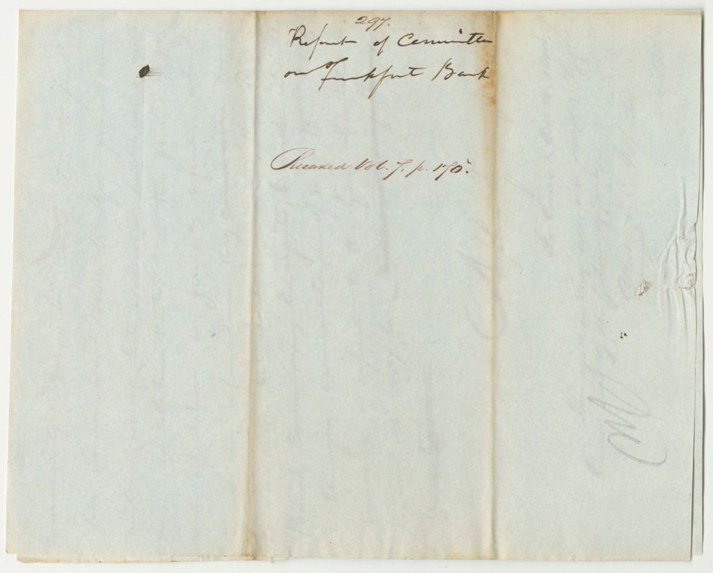 Miniature of Report 297: Report of the Committee on the Franklin Bank