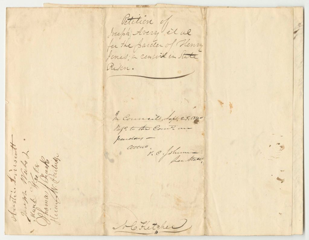 Miniature of Petition of Joseph Avery and Others for the Pardon of Henry S. Jones