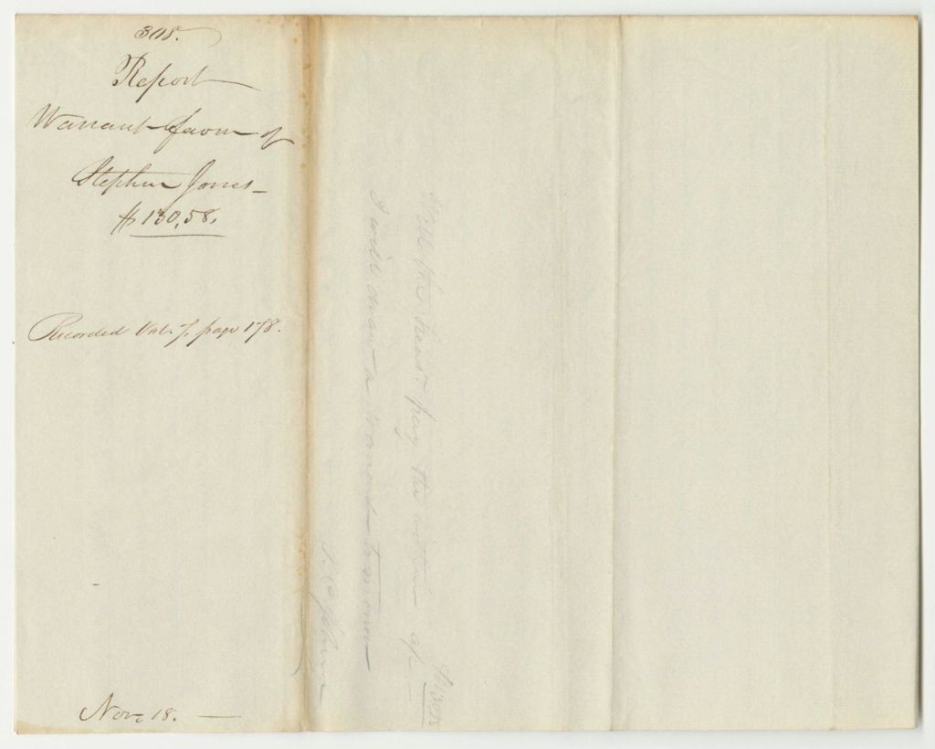 Miniature of Report 308: Report on the Warrant in Favor of Stephen Jones for the Interest Paid on the Penobscot Indian Fund