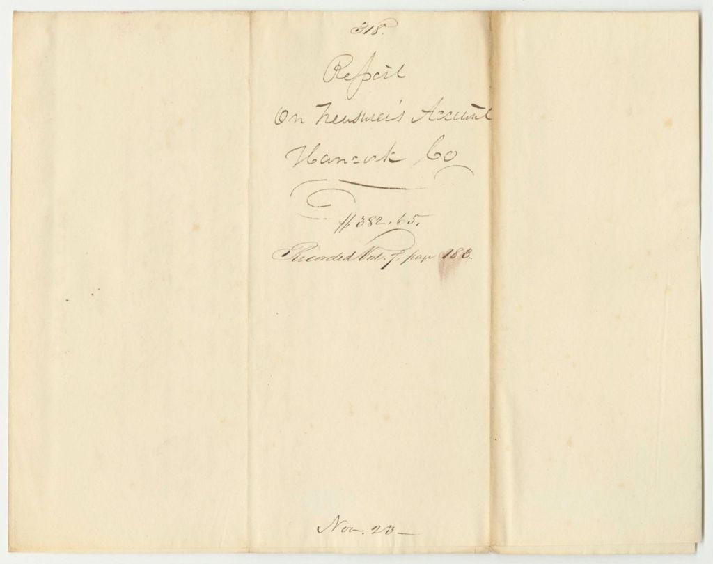 Miniature of Report 318: Report on the Account of F.B. Morgan, Hancock County Treasurer