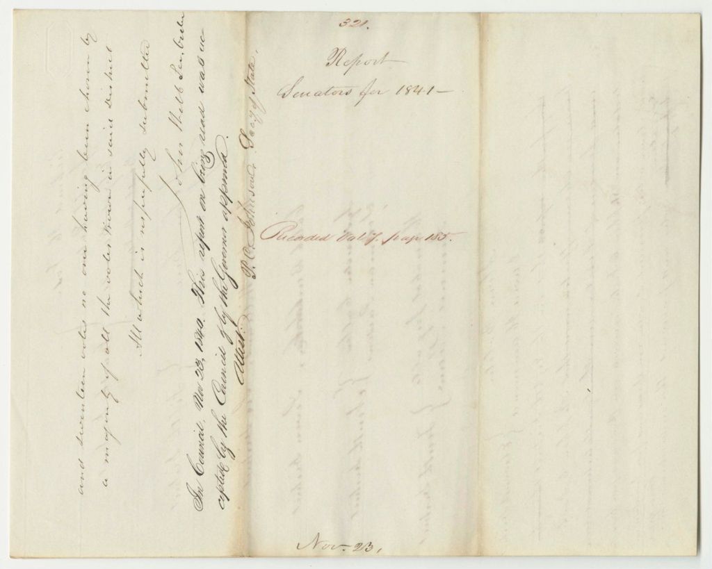 Miniature of Report 321: Report on the Return of Votes for Senators for 1841