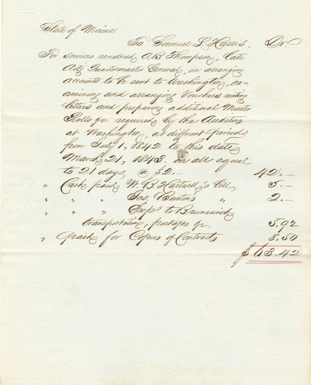 Miniature of Account of Samuel L. Harris