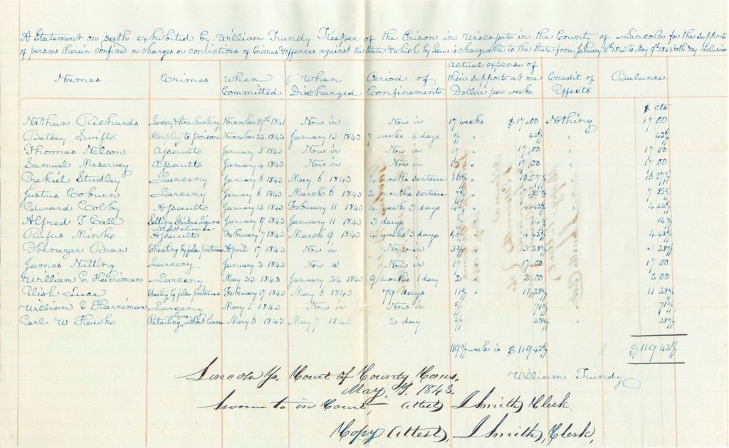 Miniature of Jailers Bill, Lincoln County, May 7th, 1843
